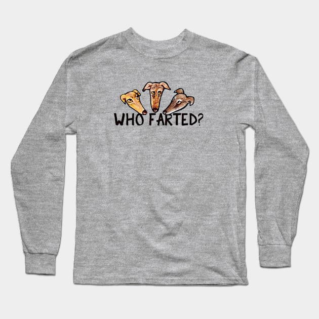 Who Farted funny greyhound Long Sleeve T-Shirt by bubbsnugg